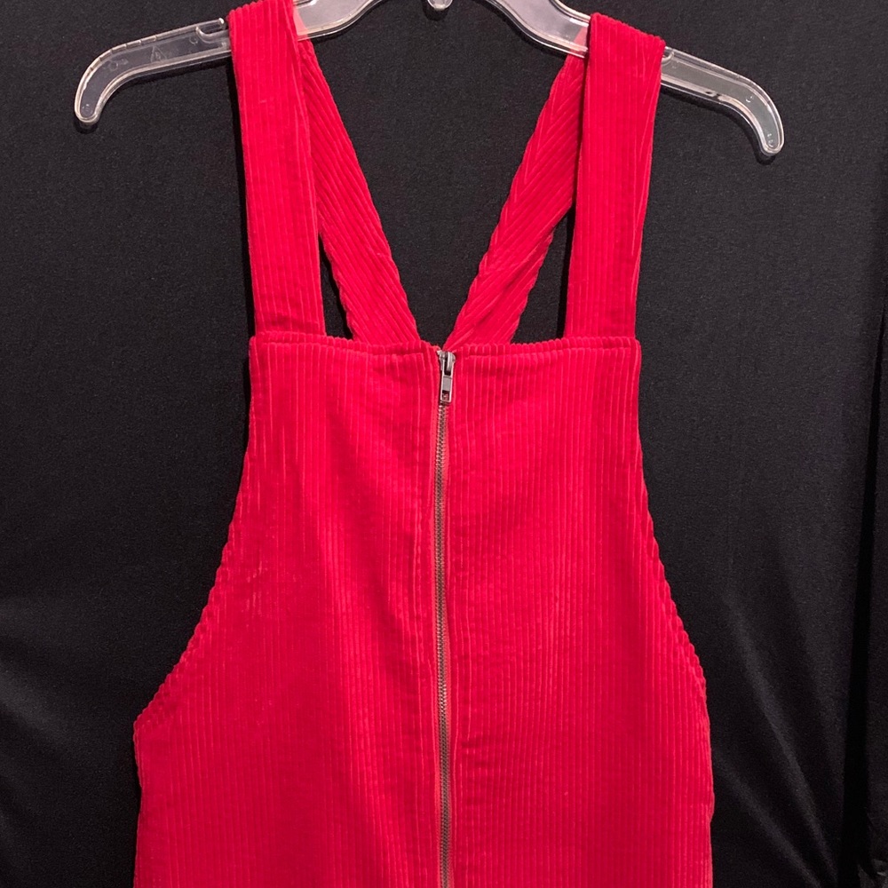 Red Velvet Romper Zip-up Dress